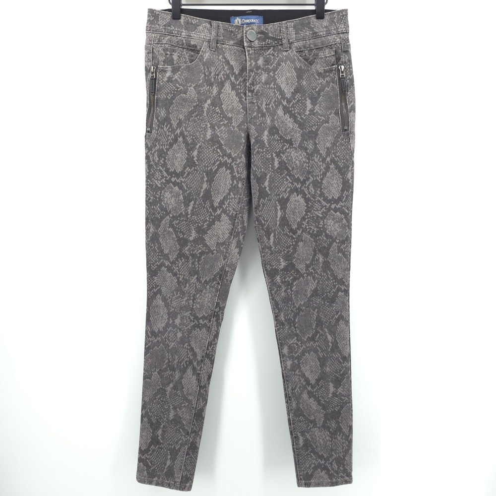 Democracy Womens Pants Ab Solution 6 Gray Snakeskin Print Skinny Jeans B1578ZOR3